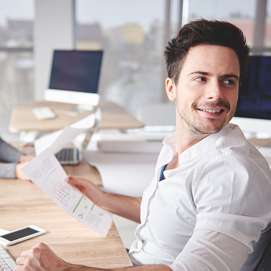 Professional translator reviewing certified documents